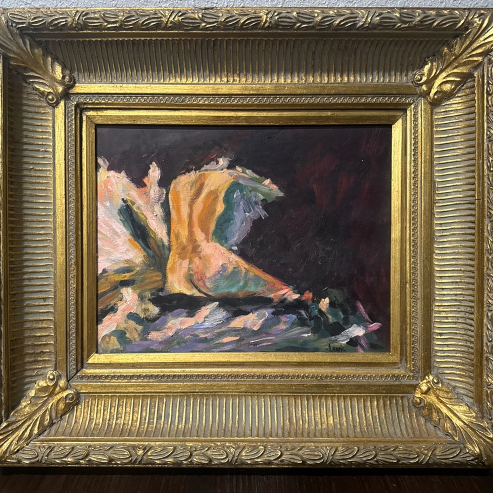 Abstract Gold Framed Art Piece